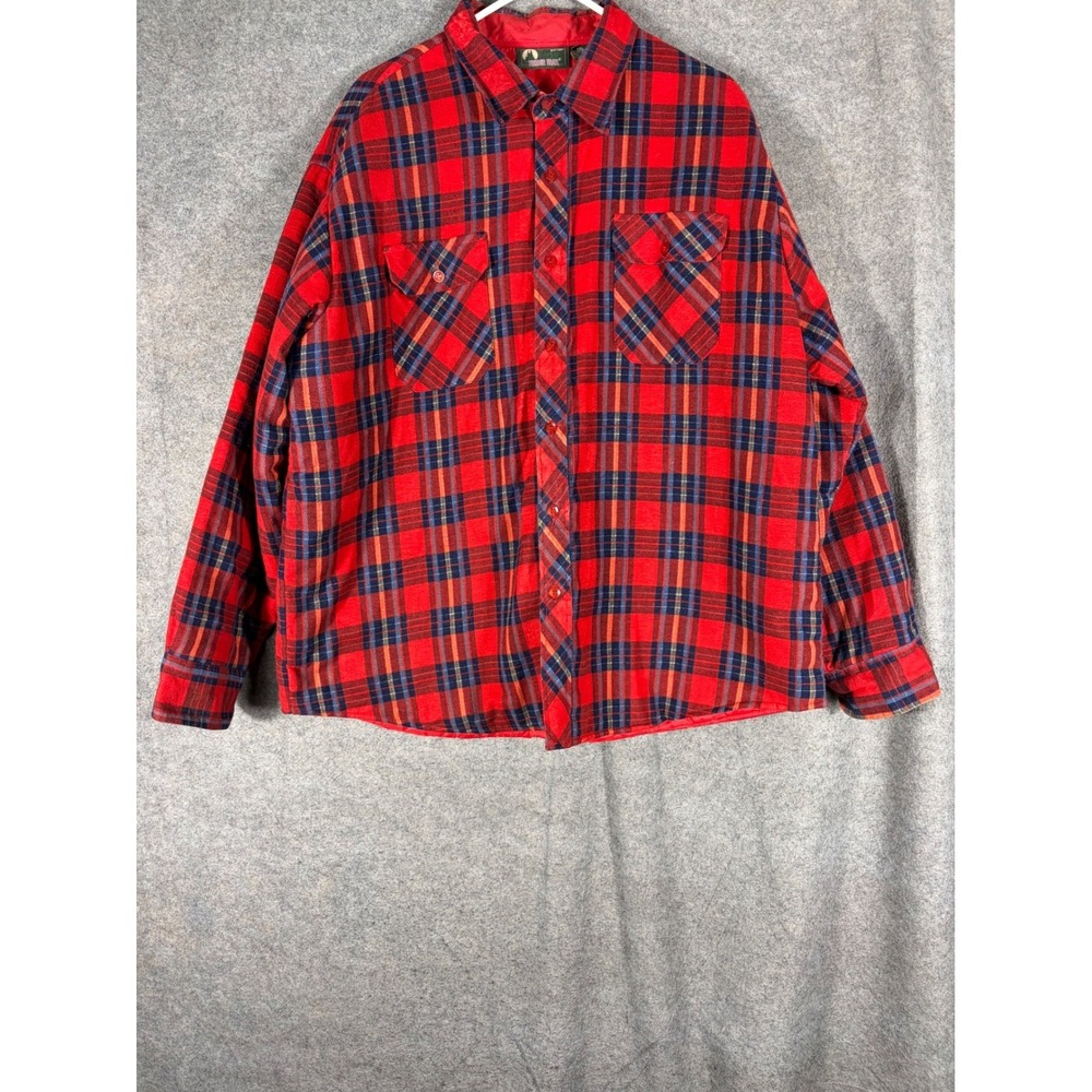 Timber Trail Mens 2XL Red Plaid Quilted Lined Flannel Shirt Jacket Big Men